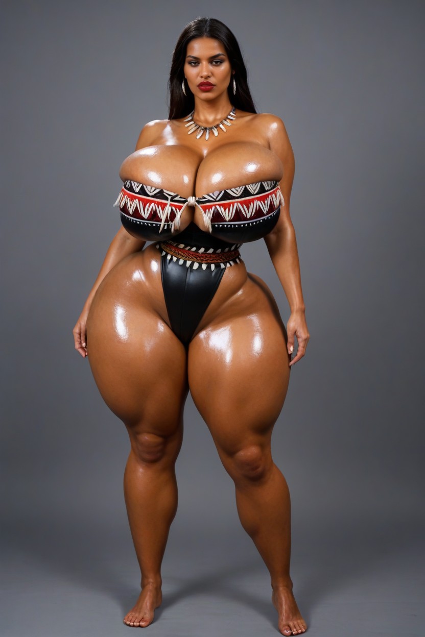 Native American Necklace, Gigantic Breasts, Oiled Skin AI Porn