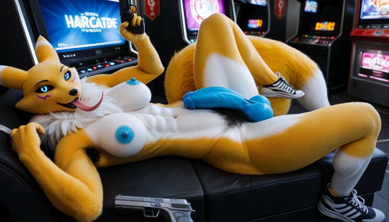 Furry Skin, Glowing Blue Penis, Thick Pubic Hair AI Porn