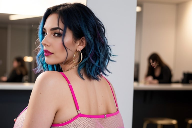 18+, Blue Hair, Horny Face AI Porn