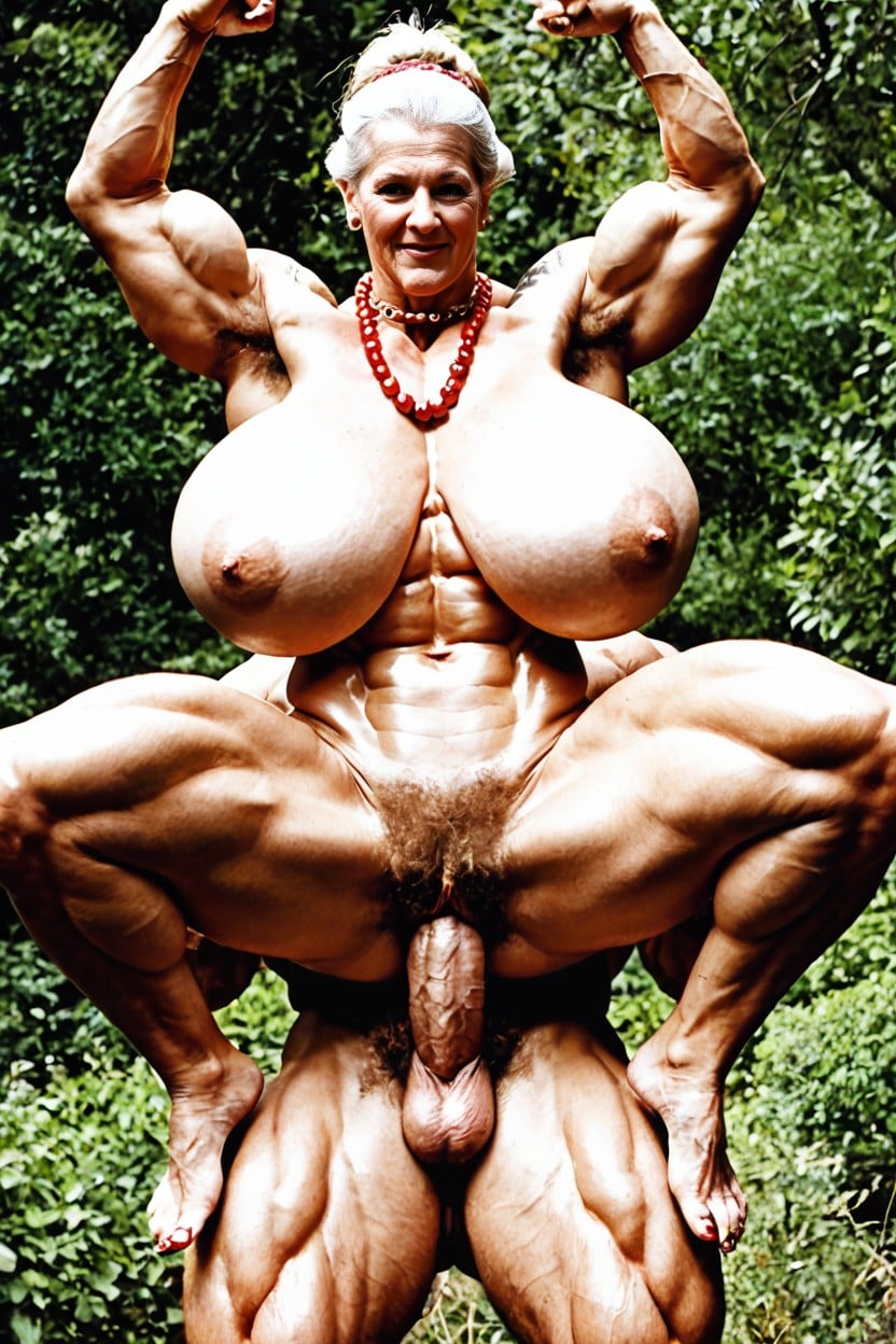 Very Hairy Vagina, Enormous Heavy Breasts, Obscenely Titanic Gigantic Hyper Breasts AI Porn