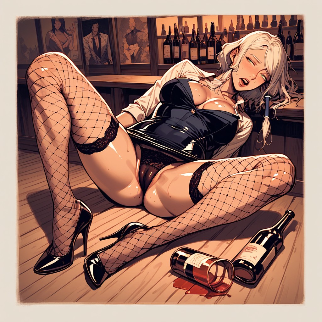 Spilled Drink, Lewd Position, Loose Posture Hentai AI Porn