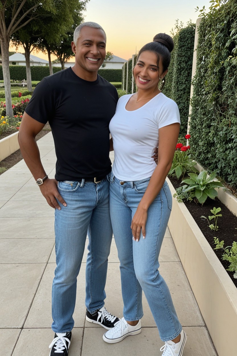 Dark Tan Skin, Sweaty, Full Body AI Porn