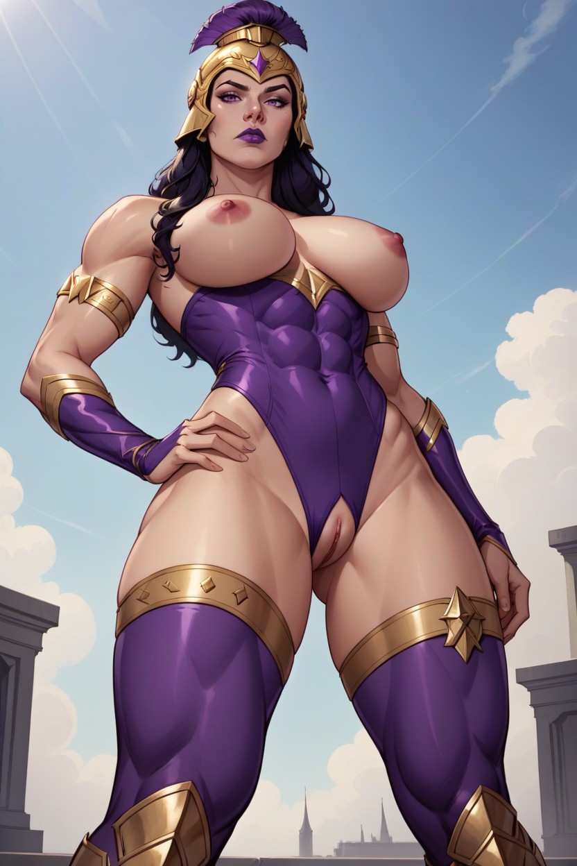 Gold Belt, Purple Helmet, Leotard Hentai AI Porn