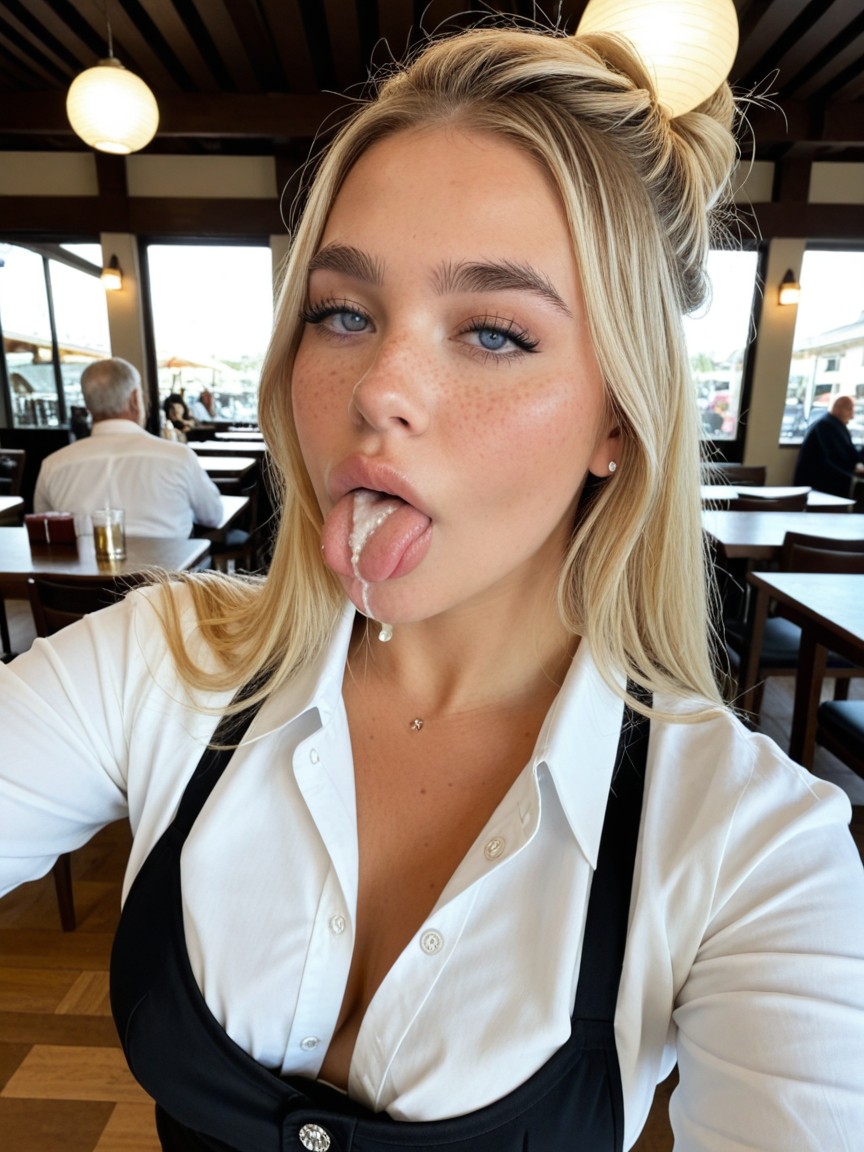 Visible Nipples, Blonde, Extremely Large Ass AI Porn