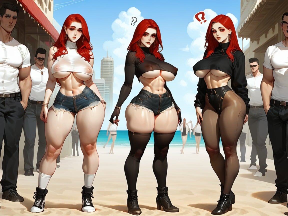 Focus On Ass, Near Beach, Round Face Hentai AI Porn