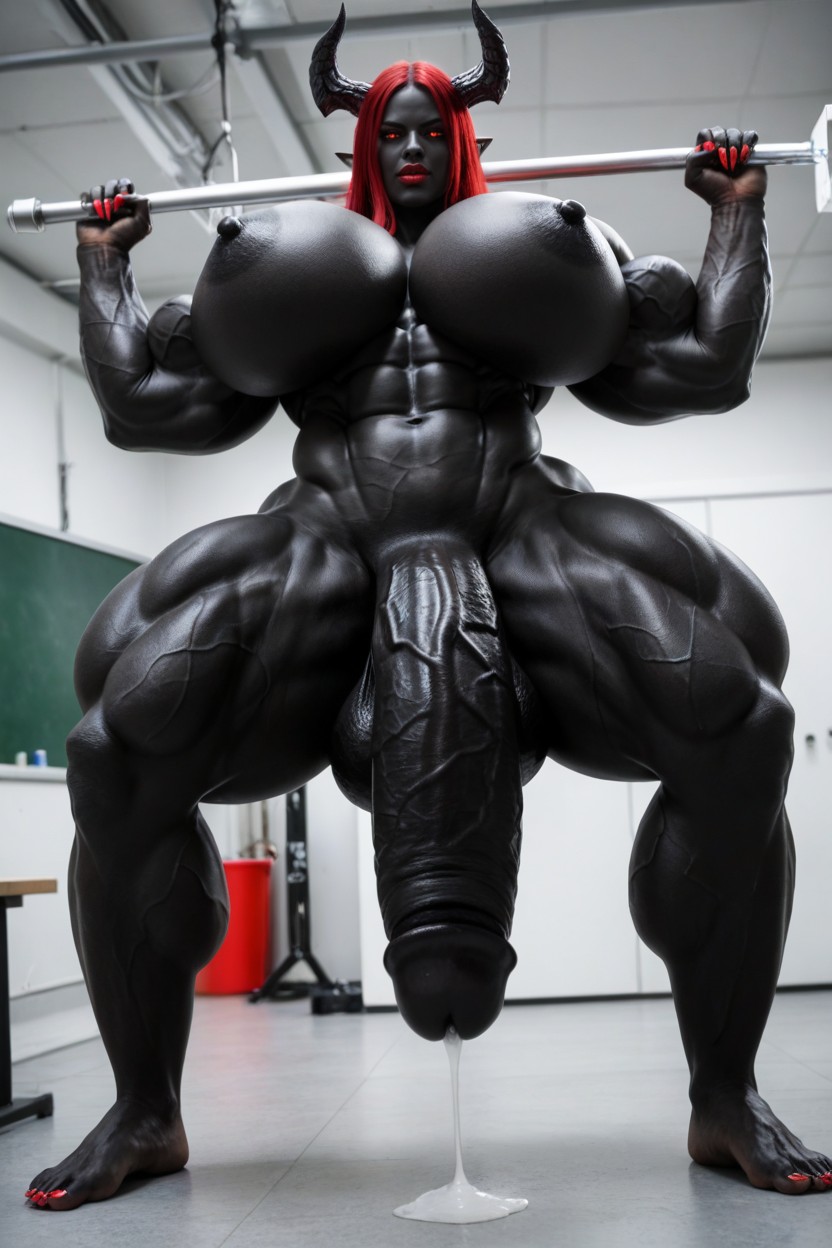 Hourglass Figure, Bottom Up View, Muscular Veins Shemale AI Porn