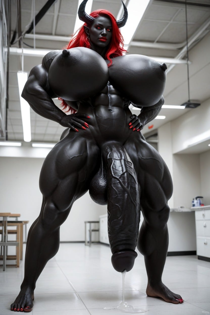 Head Touching The Ceiling, Gigantic Biceps, Venom Futanari Shemale AI Porn