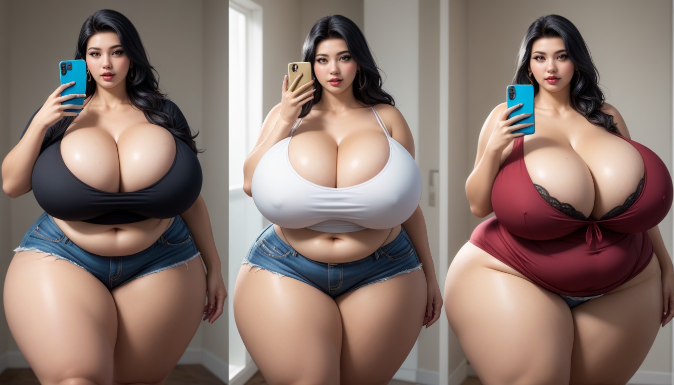 The Most Perfect Sexy Thick Plump Very Fat Asian American Woman, The Most Perfect Gargantuan Massively Fat Breasts Expansion, Selfie BBW AI Porn