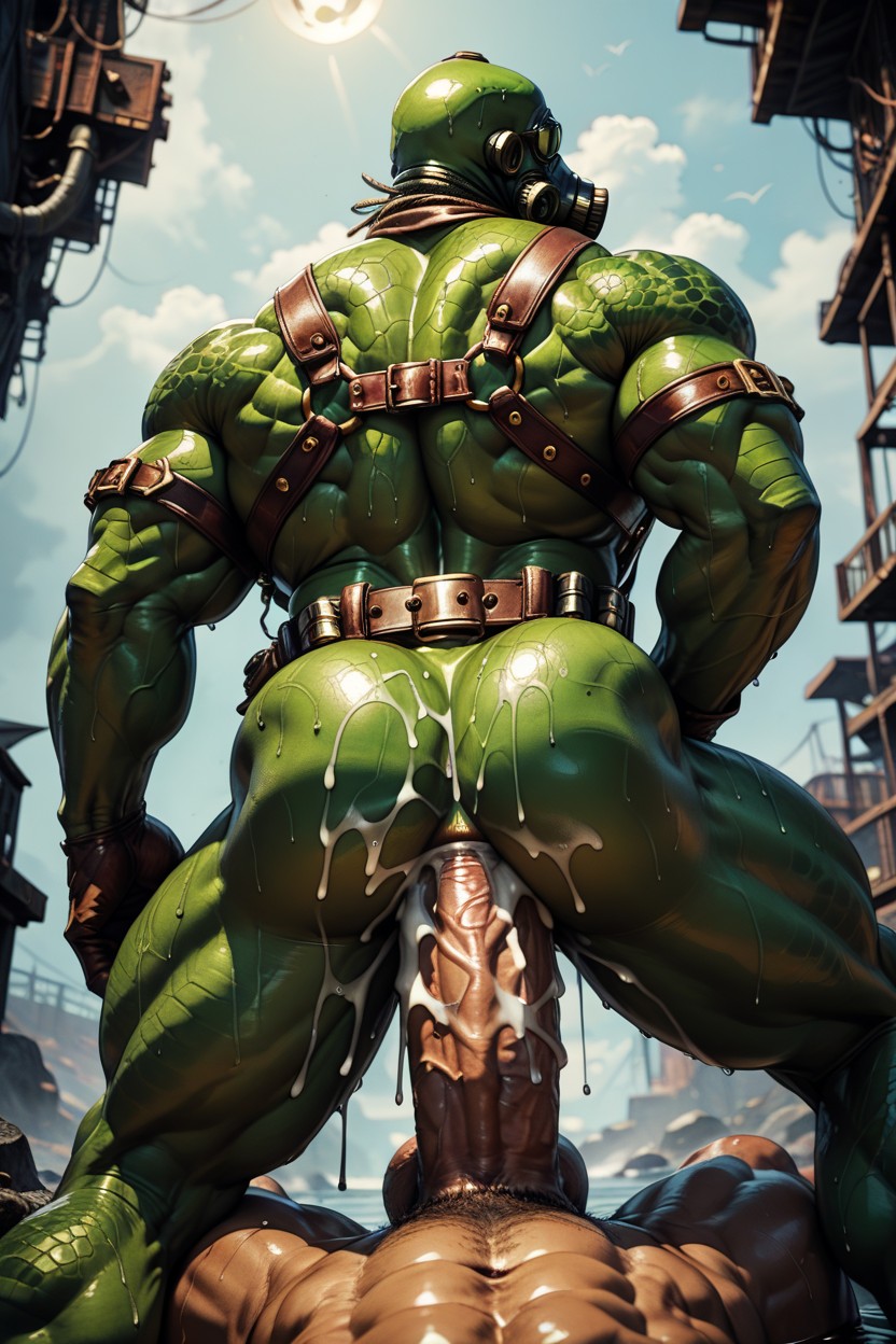 Green Toxic Gas, Gay Sex, Steampunk AI Gay Porn
