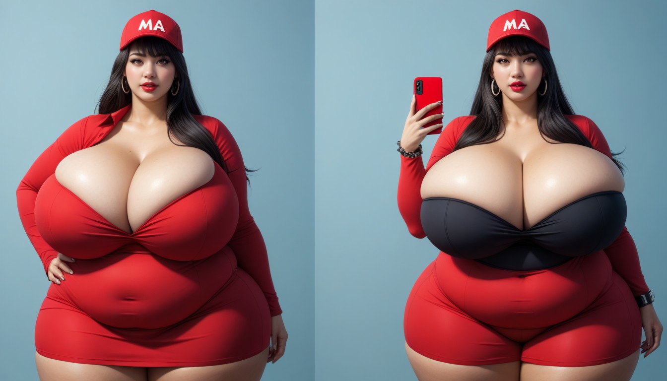 Thick Thighs, The Most Mega Ultra Hyper Enlarging Ultra Fat Boobs Expansion, Mega Fat Gothic BBW AI Porn
