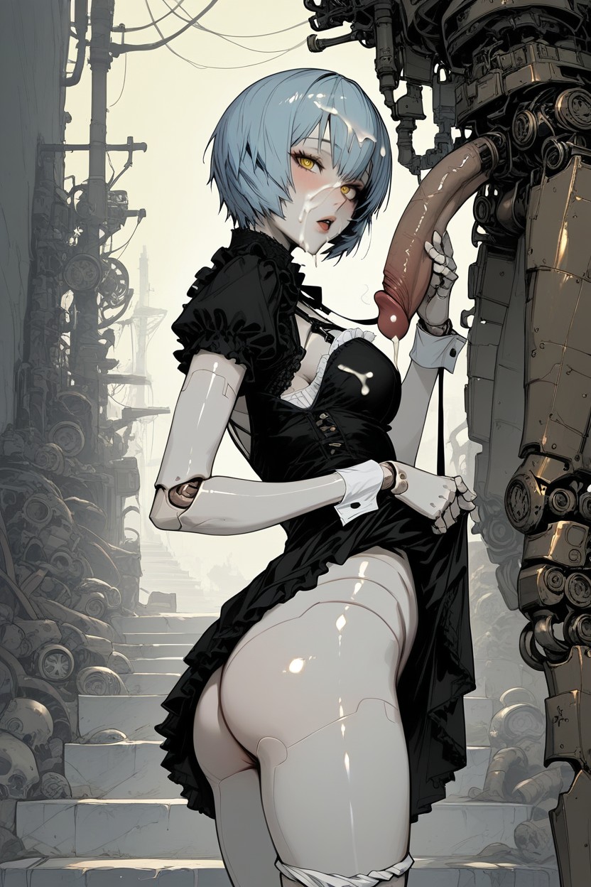 Sitting, Lace Trimmed Bow, Gears Hentai AI Porn