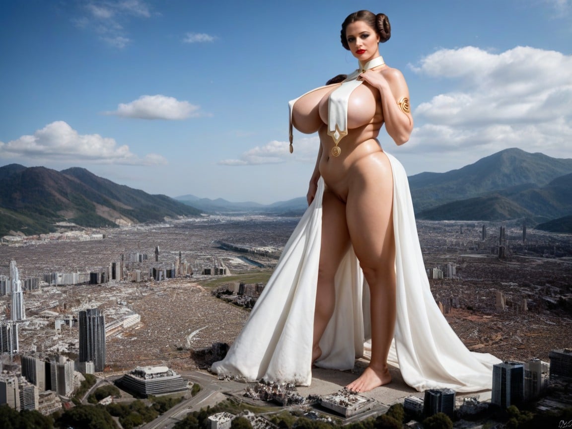City Crumbling, Massive Breast, Extra Wide Nipple Bulge AI Porn