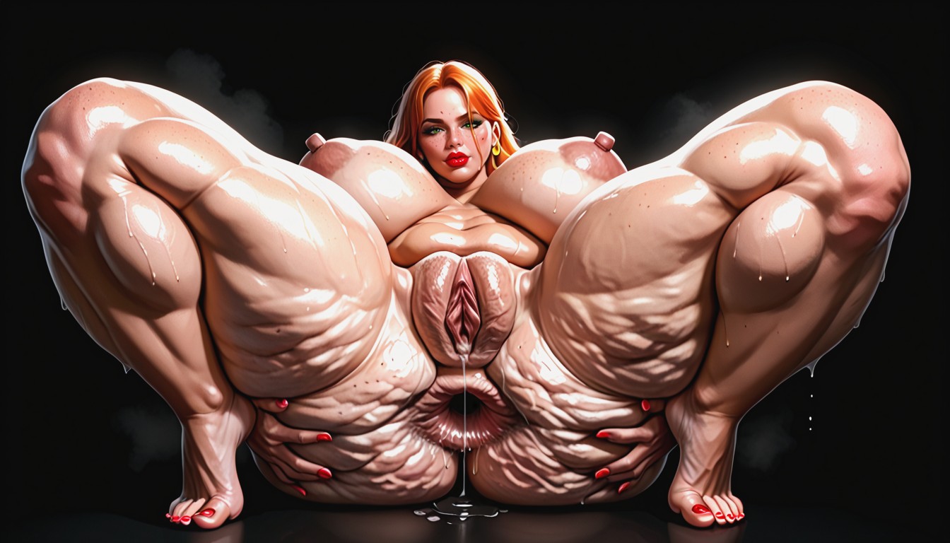 Bordeaux Lipstick, Body Wet, Bordeaux Toenails AI Porn