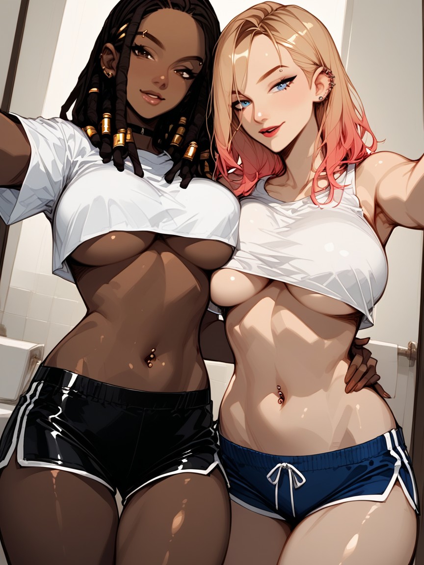 Huge Rounded Breasts, Underboob, Bathroom Hentai AI Porn