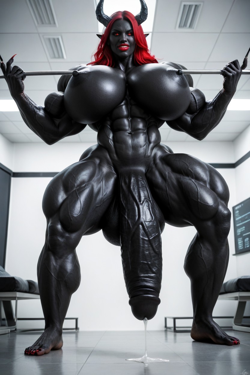 Her Cock Is A Flared Cock, Hyper Balls, Hyper Black Cock Growth Shemale AI Porn