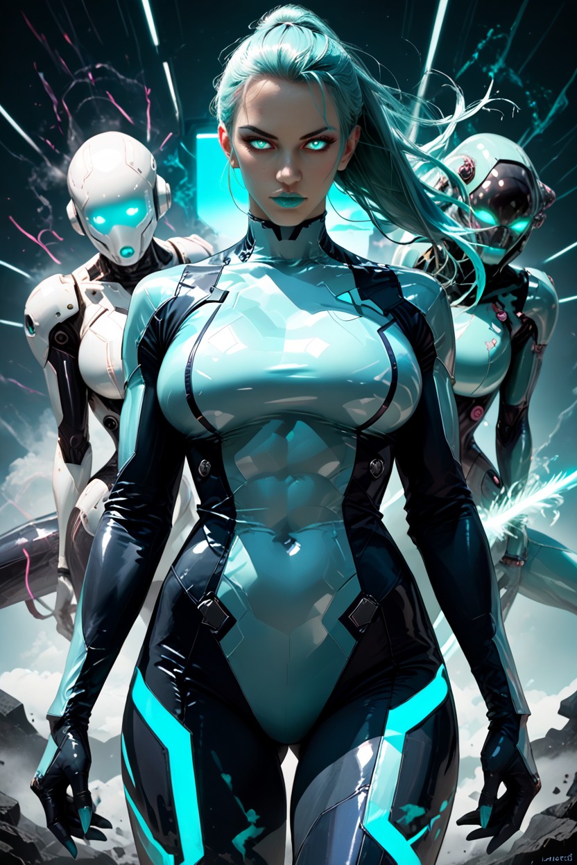 White Zero Suit Armor With Black Trim Pieces, Cosplay, Pechos Masivos Porno IA