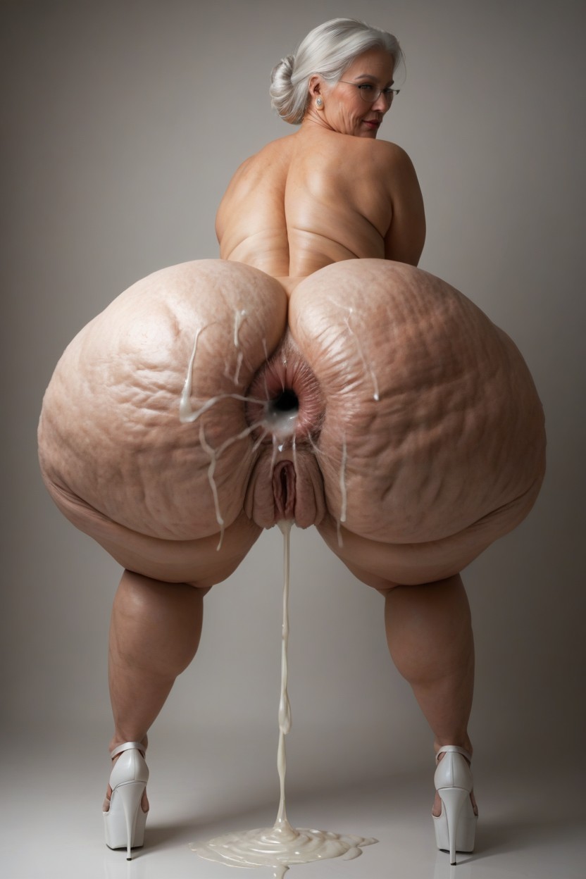 Gigantic Cumshot On Ass Cheeks, Oiled Skin, Front View MILF AI Porn