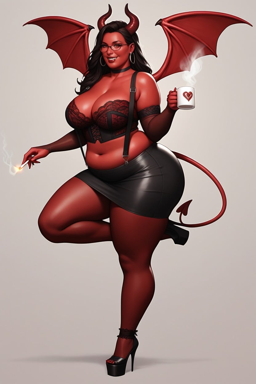 Side View, Smiling Showing Teeth With Fangs, Full Body View AI Porn