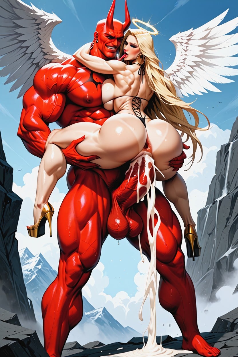 Angel In White Corset, Foot Long Cock, Eyes Rolled Back Hentai AI Porn