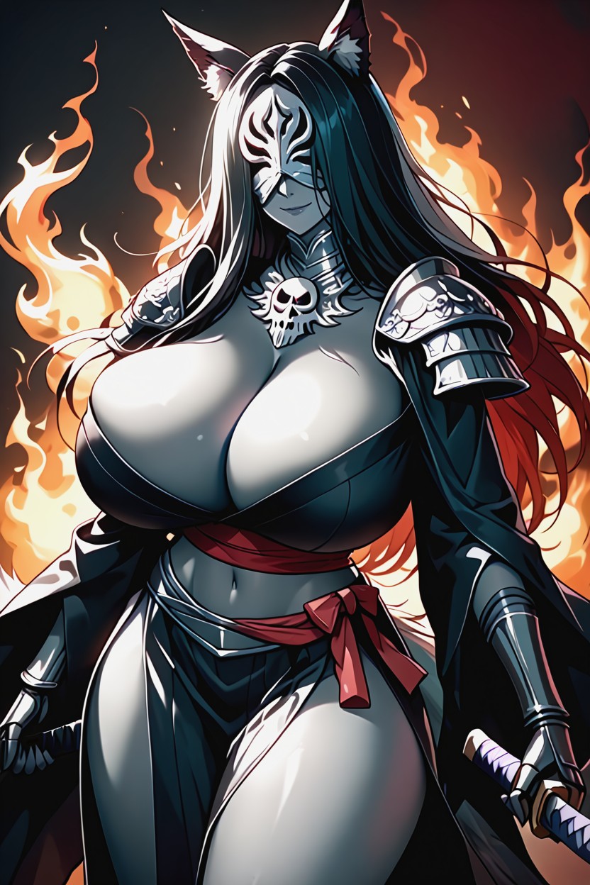 Fluffy Fox Tail, Vampire, Armor Faulds With Metal Hip Armor AI Porn