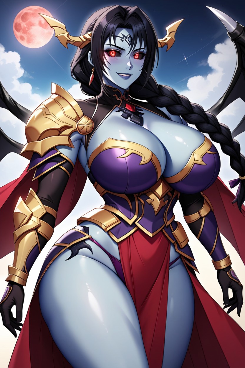 Demon, Glowing Eyes, Fluffy Black Fur On Neck Hentai AI Porn