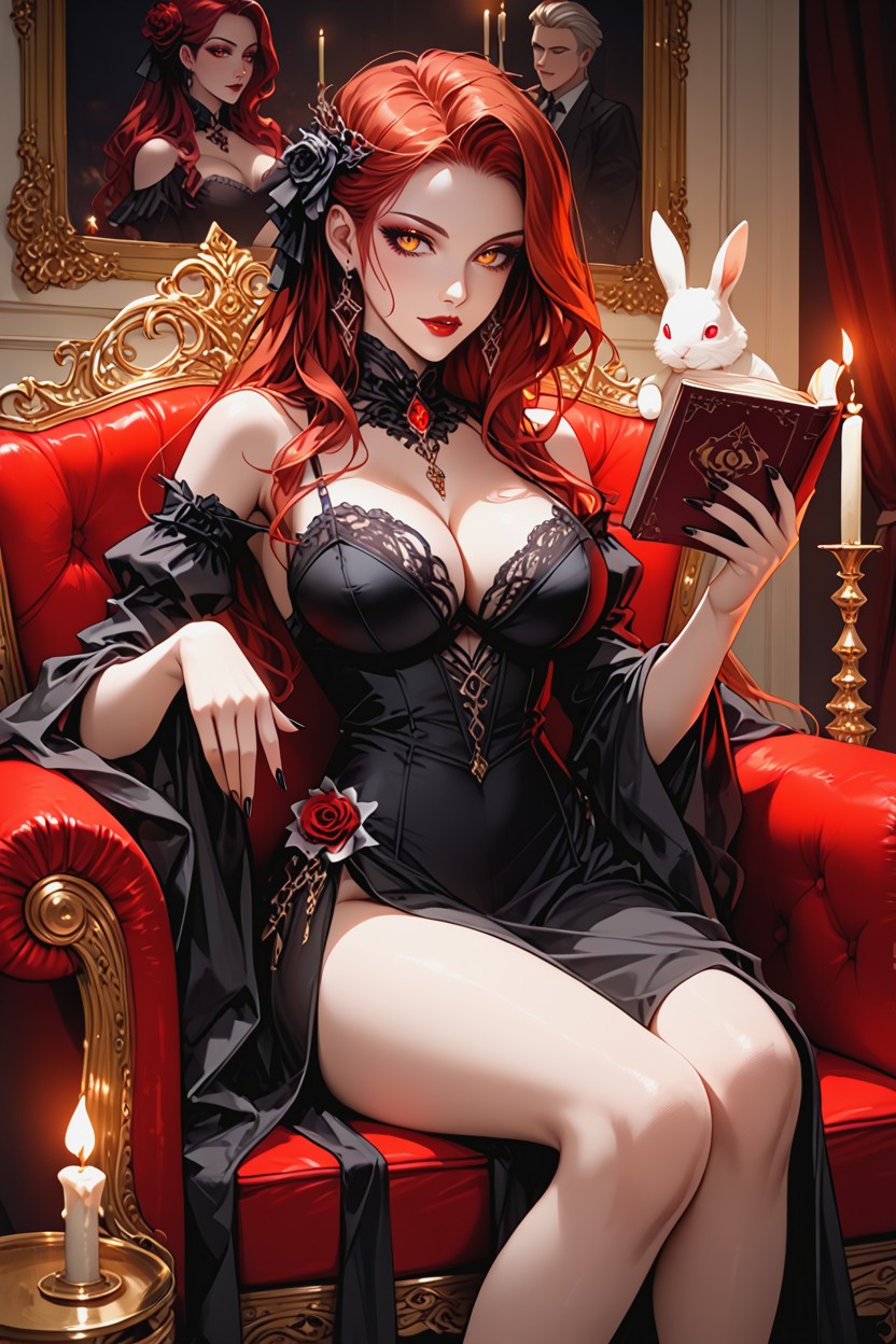 Amber Eyes, Looking At Book, Holding A Book Hentai AI Porn