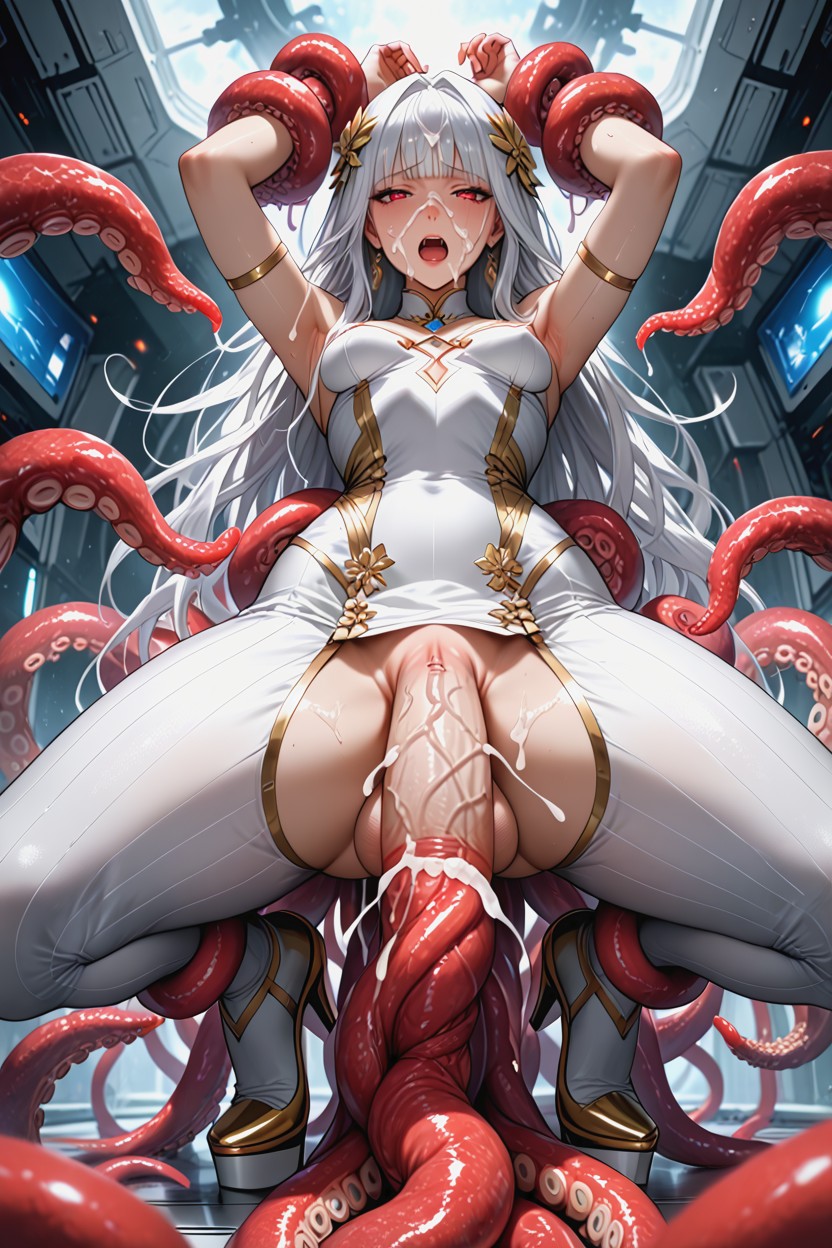 Massive Cock, Squatting, Huge Monster Covering Her AI Porn