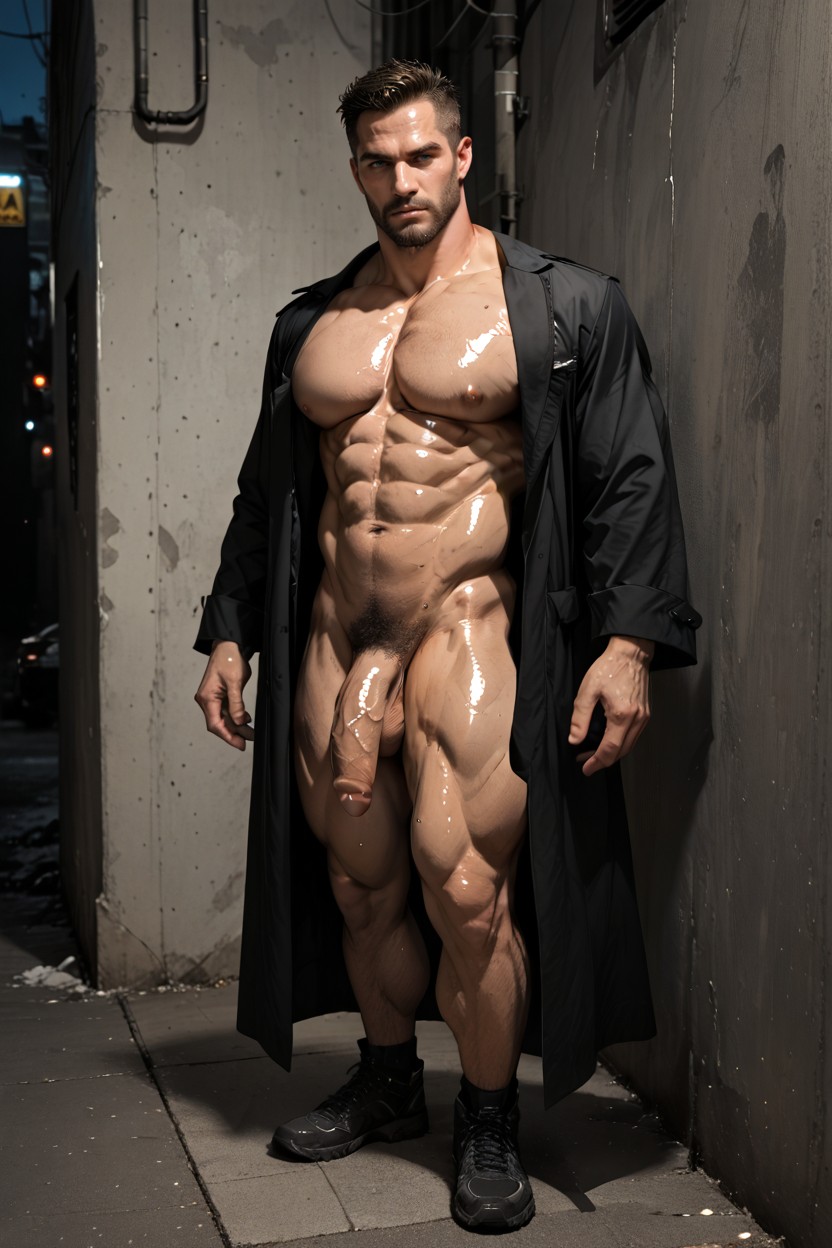 Oiled Skin, Thick Thighs, Top Down AI Gay Porn
