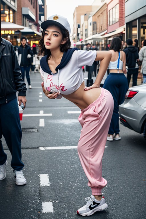 Peeing Hard, Daytime, Breasts Asian AI Porn