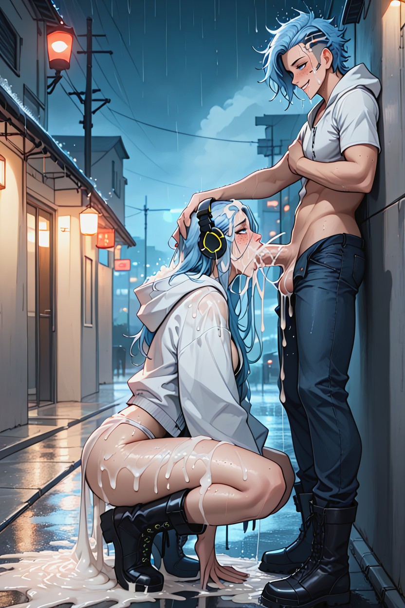 Rain, Half Closed Eyes, Waist Shot Hentai AI Porn