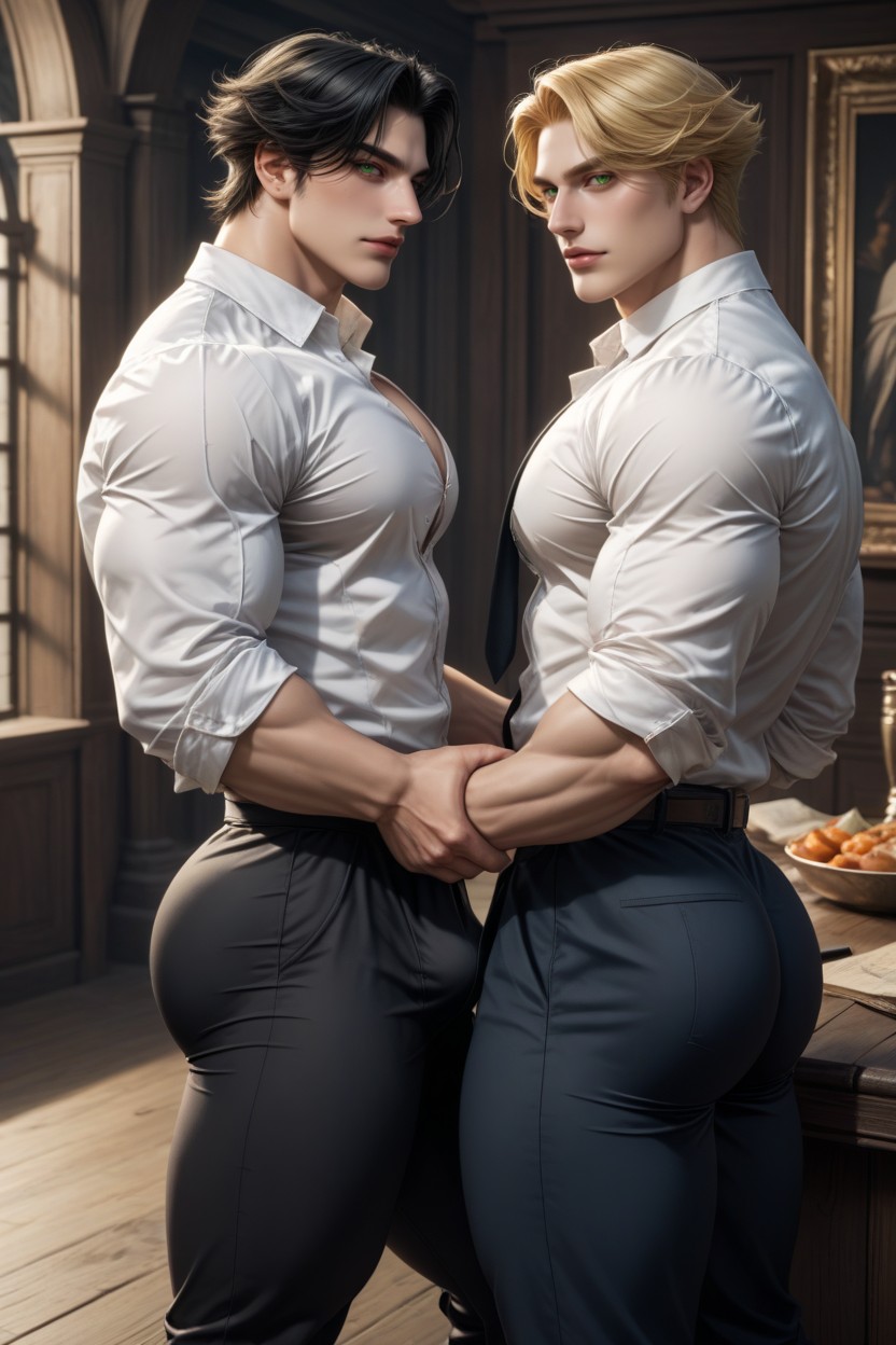 Night, Extremely Large Ass, In Black Pants AI Gay Porn