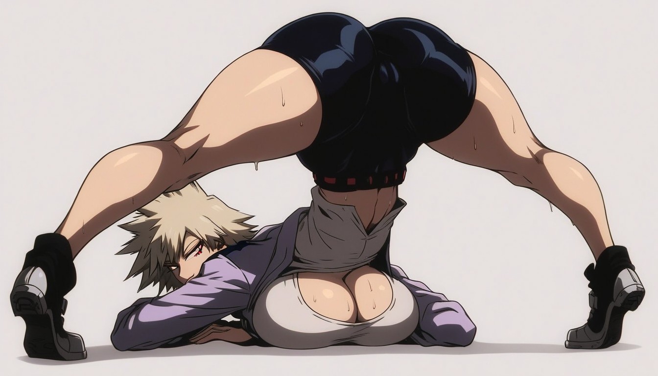 Light Purple Jacket, Legs Spread Very Wide, Jack O Lantern Pose Hentai IA
