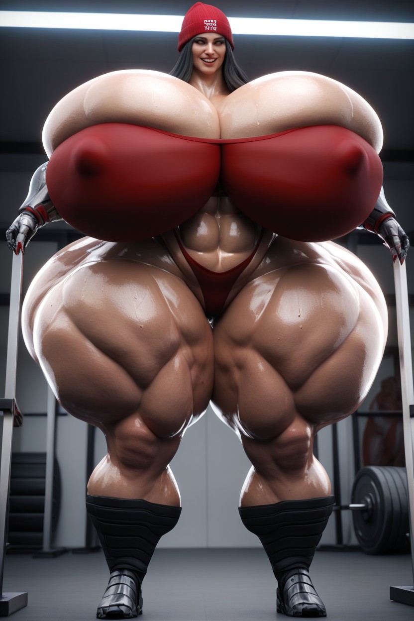 Thick Thick Tits, 18+, Gym Background Porno IA