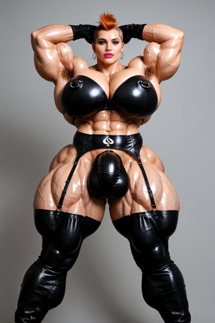 Latex Penis Bulge, Extremely Large Ass, Muscle Definition Shemale AI Porn