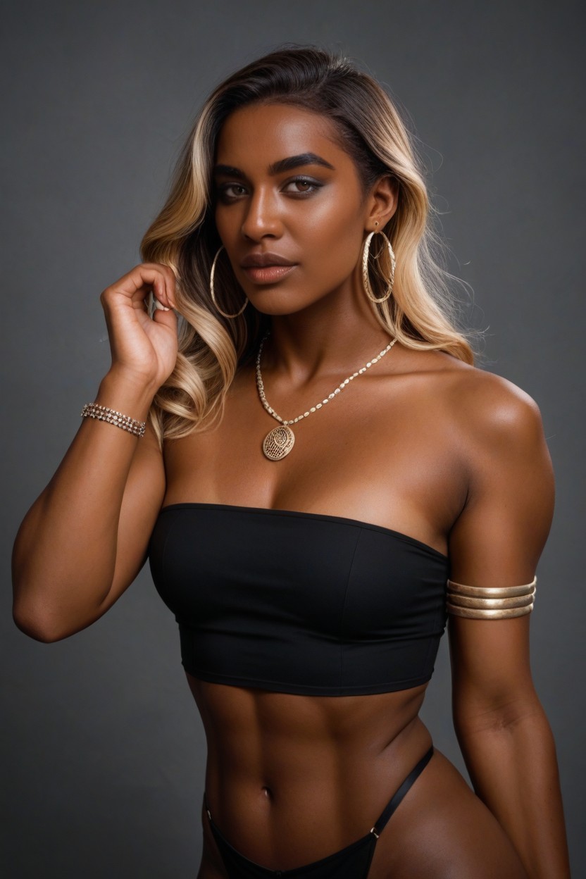 Chin Length Bob Haircut, Smooth Radiant Complexion, Bangles Shemale AI Porn