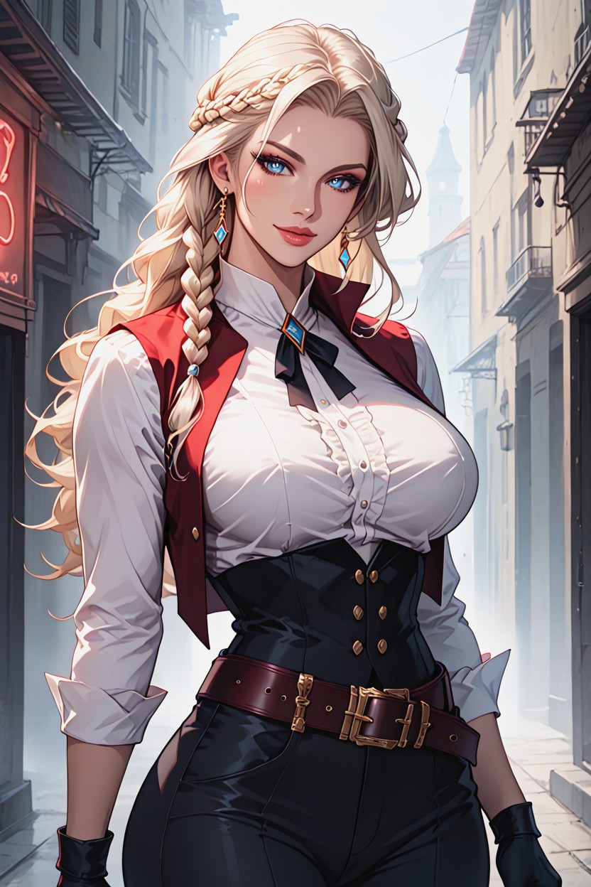 Solid White Background, Voluptuous Female, Model Hentai AI Porn