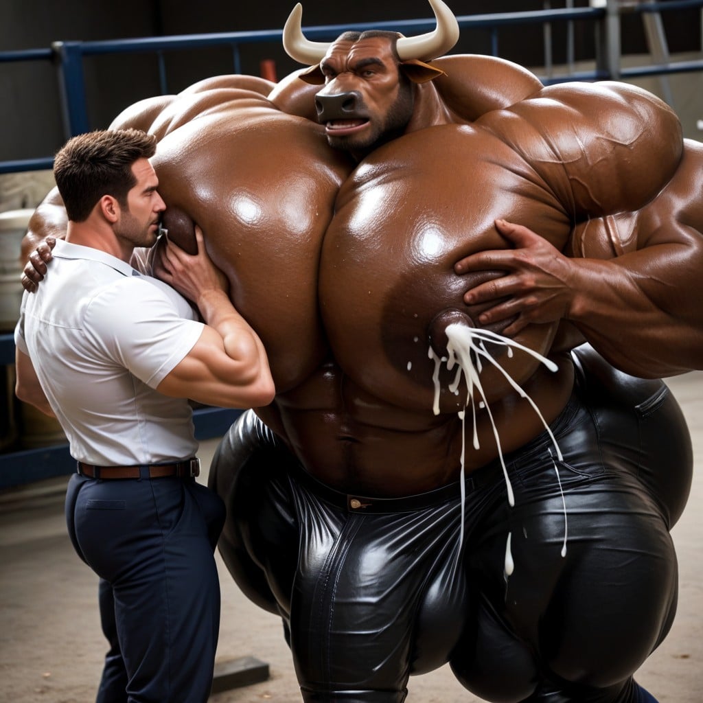 Squeezing Boobs Together, Brown Skin, Hyper Pecs AI Gay Porn