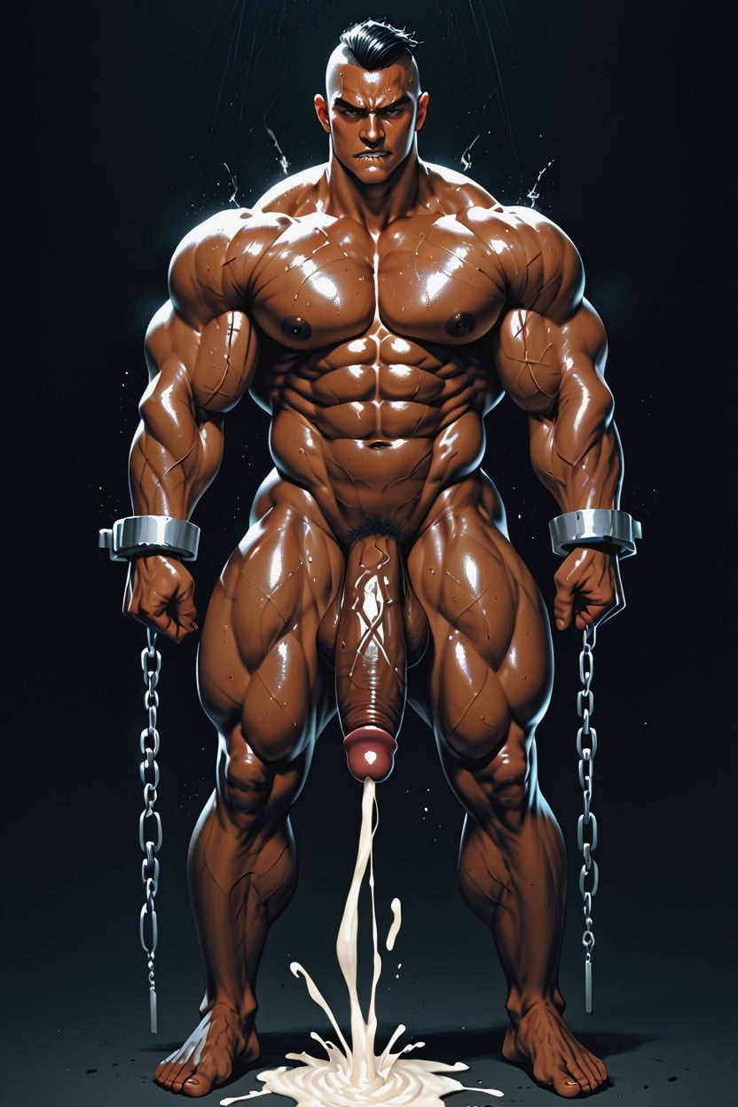 Reddish Black Tanned Skin, Veins Beyond Their Limits, Massive Black Cock AI Gay Porn