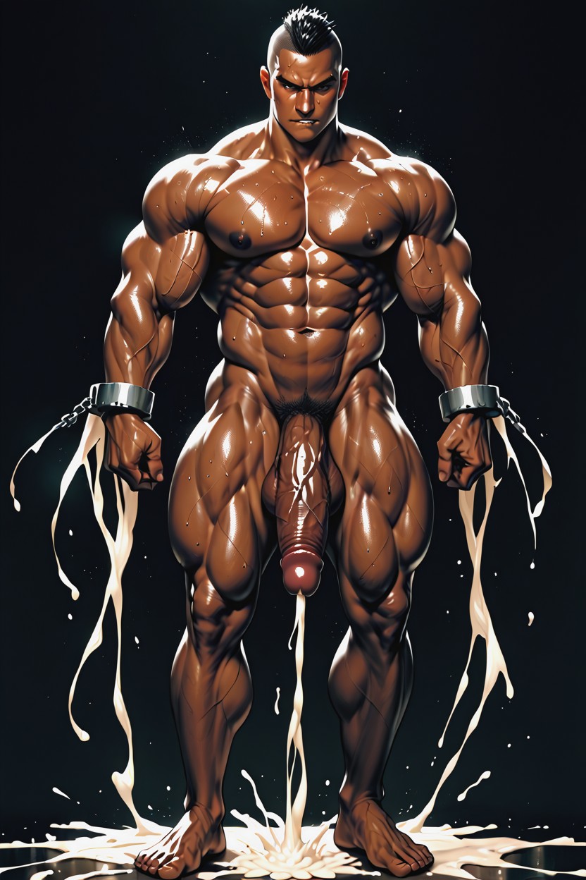Extremely Sweaty, Massive Thick Veiny Gigantic Cock, Huge Heavy Balls AI Gay Porn