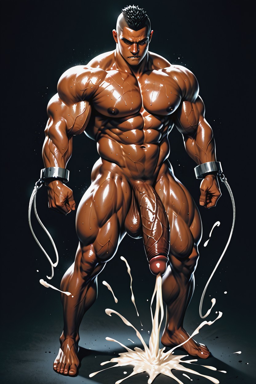Highly Detailed Cock, Limbs Spread Out, The Cocoa Colored Nipples Were Hard And Prominently AI Gay Porn