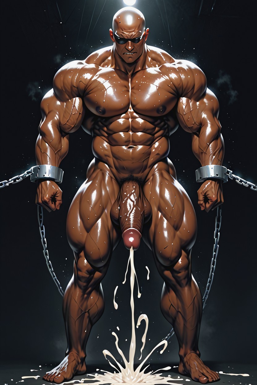 Huge Heavy Balls, Dark Skinned Jock, No Hair AI Gay Porn