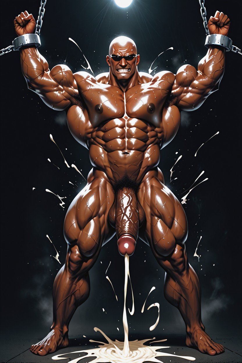 Face Contorted Into A Grimace, Extreme Hard Abs, Extraordinary Massive Ripped Bodybuilder AI Gay Porn