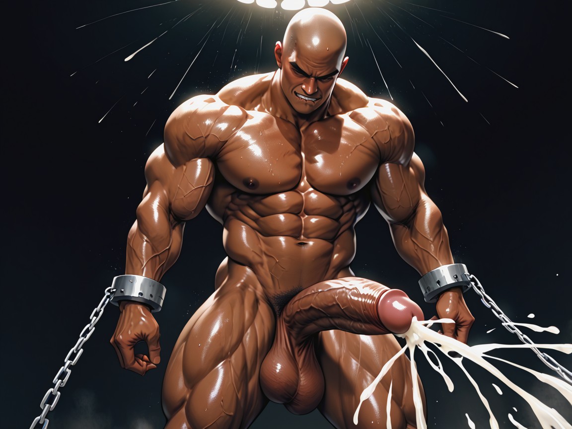 Black Tanned Face, Extremely Sweaty, Reddish Black Tanned Skin AI Gay Porn