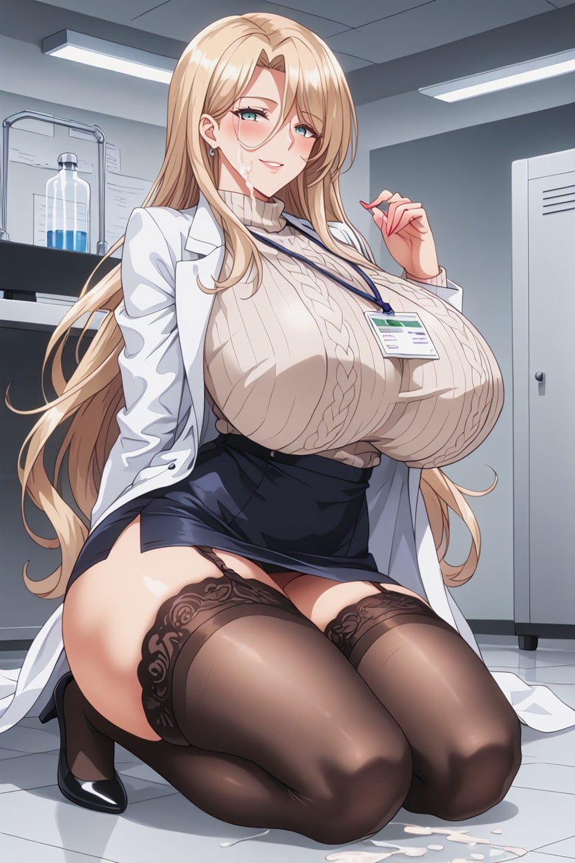Embarrassed , Her Hair Is Pulled Back From Her Face, Horny Hentai AI Porn