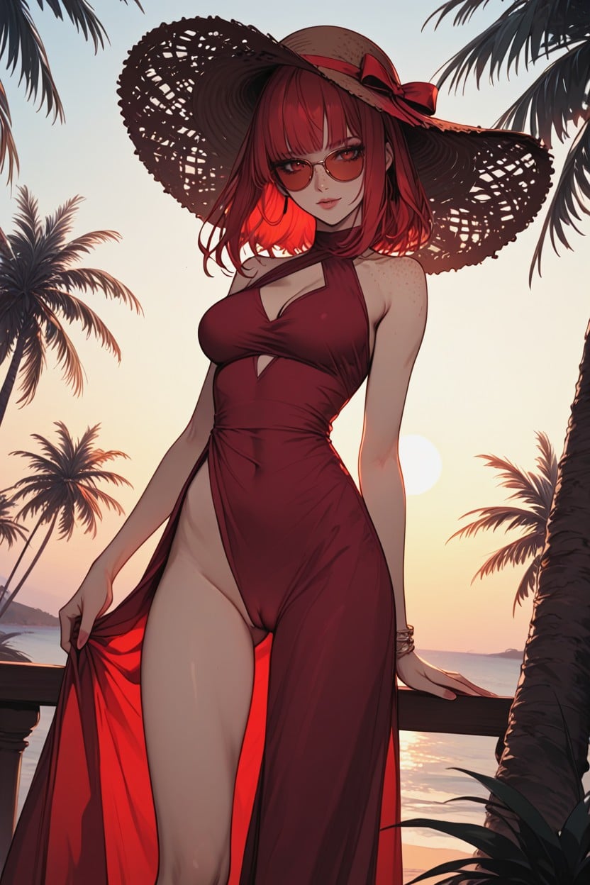 Skimpy Party Dress, Sunglasses, Dynamic Image AI Porn