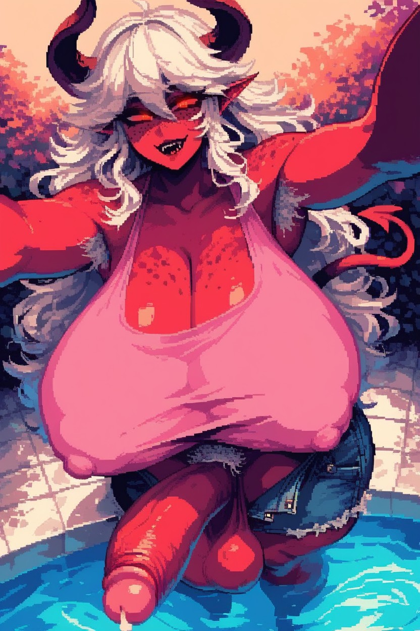 Armpit Hair, Demon Tail, Close Up Selfie Shemale AI Porn