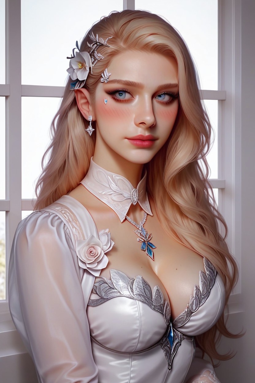 Flowers In Hair, Flirting, Model Hentai AI Porn