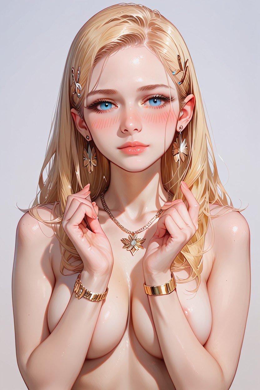 Posing, Model, Extremely Long Blonde Hair Hentai IA
