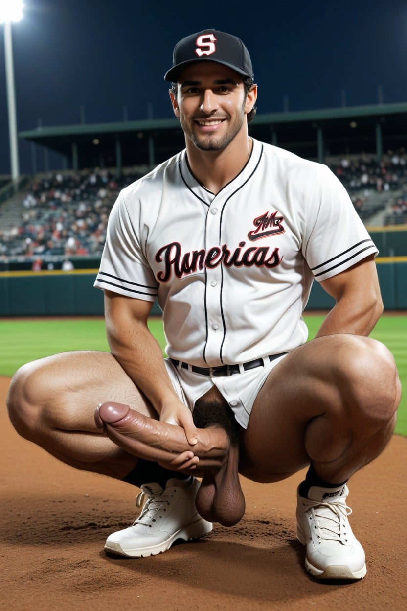 Goatee, Boyish Face, Baseball Stadium AI Gay Porn