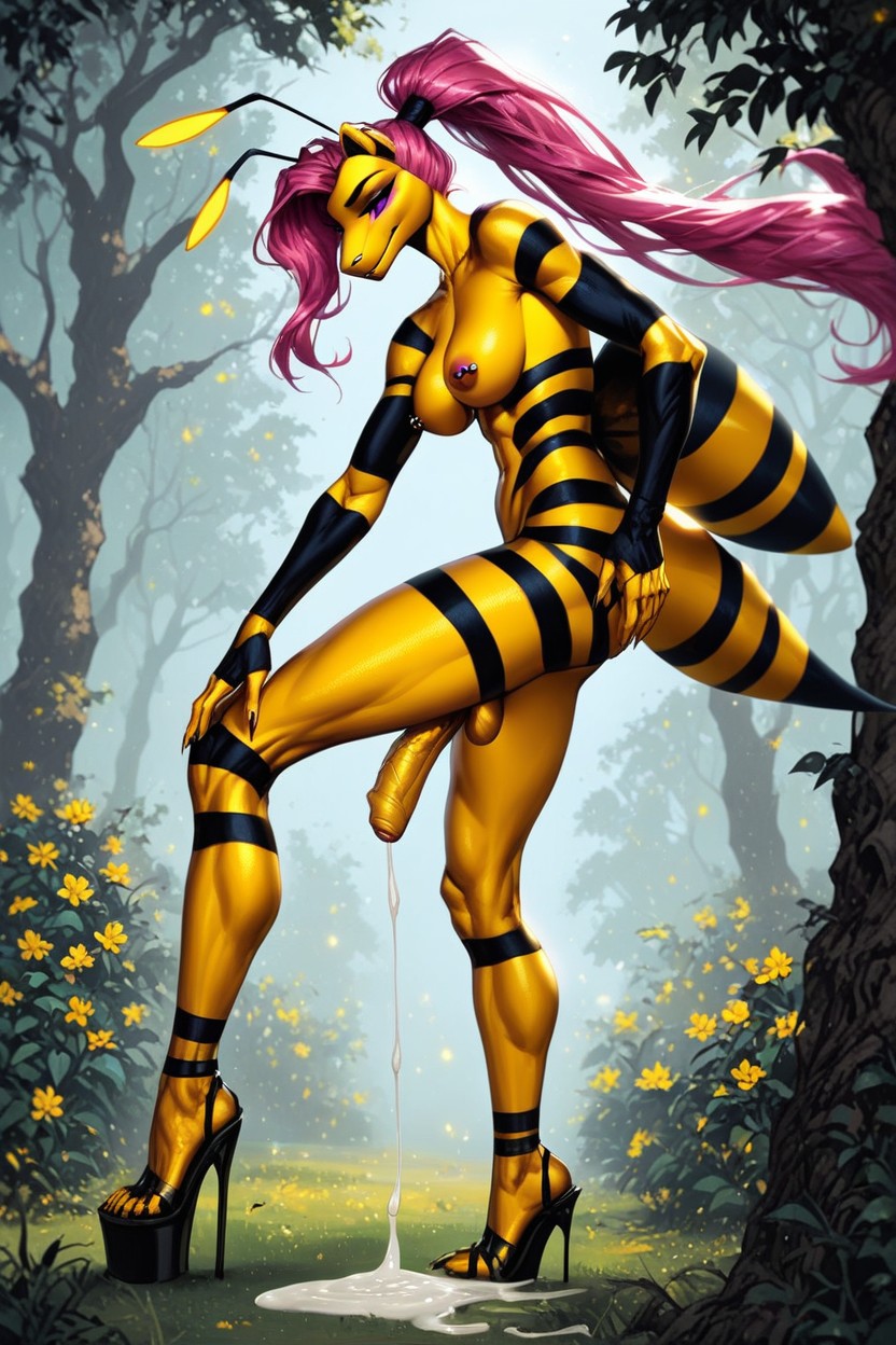 Yellow Skin, 侧视图, Large Purple Eyes AI兽人黄片